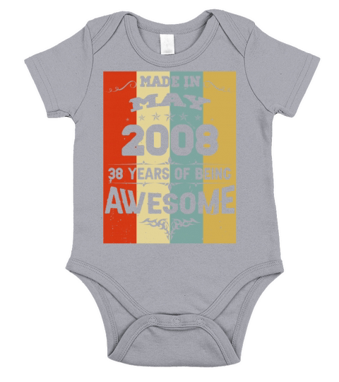 May 2008 Vintage Birthday Present Short Sleeve Baby One-Piece