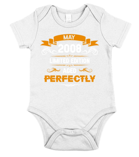 May 2008 Vintage Birthday Present Short Sleeve Baby One-Piece