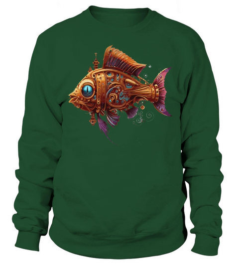 Steampunk Mechanical Fish Vintage Ornamental Machi Sweatshirt Unisex