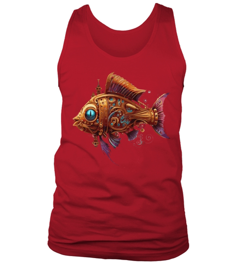 Steampunk Mechanical Fish Vintage Ornamental Machi Tank Top Unisex