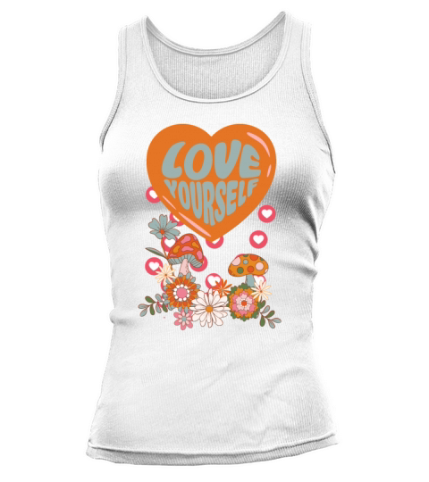 Love yourself retro groovy self care Valentine Tank top Woman