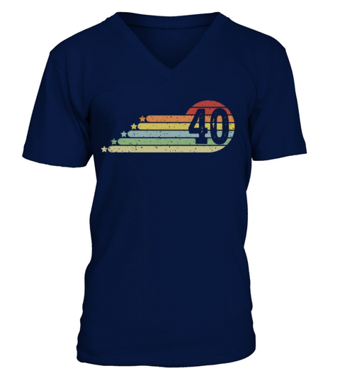 40th Birthday Retro Vintage 40 Years Men Women V-Neck T-shirt