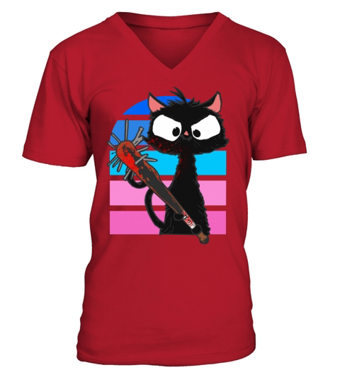 Halloween Retro Cat Vintage Cat V-Neck T-shirt