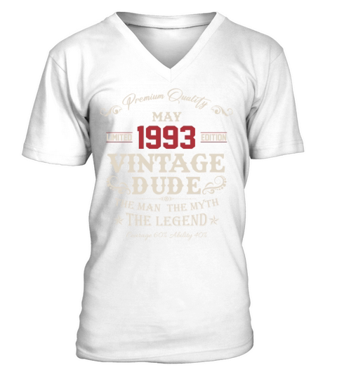 May 1993 Vintage Birthday Present V-Neck T-shirt