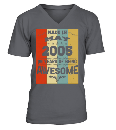 May 2005 Vintage Birthday Present V-Neck T-shirt