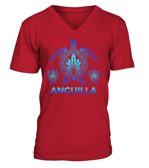 Vintage Anguilla Ocean Blue Sea Turtle Souvenirs V-Neck T-shirt