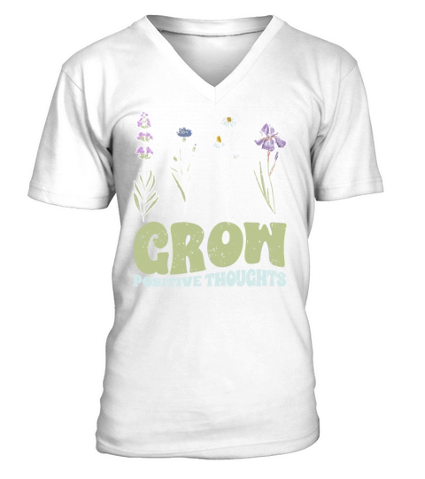 Vintage Grow Positive Thoughts Plant Lover V-Neck T-shirt