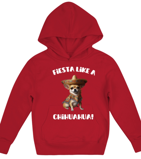Cute Chihuahua wearing a sombrero Cinco de Mayo Kids Hoodie