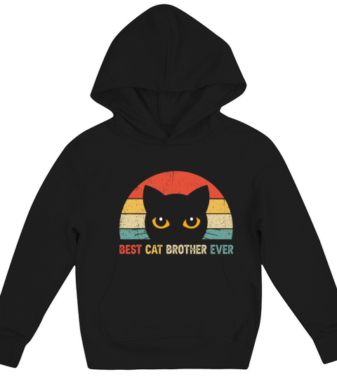 Vintage Best Cat Brother Ever Kitty Kitten Lover F Kids Hoodie