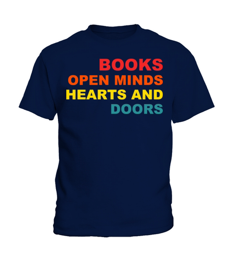Books Open Minds Hearts And Doors Vintage Apparel Kids T-Shirt