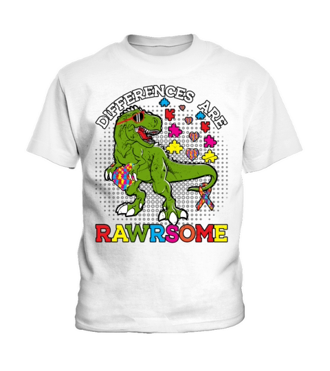 Differences Are Rawrsome Dinosaur Autism Kids T-Shirt