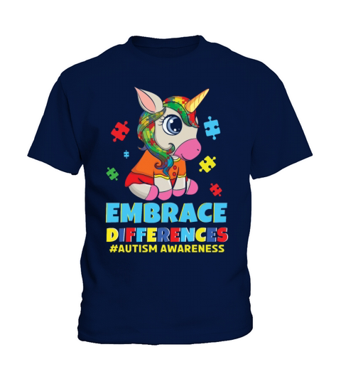 Different Colorful Puzzle Unicorn Autism Awareness Kids T-Shirt