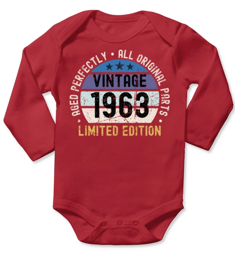 60th Birthday Vintage 1963 Long Sleeve Baby One-Piece