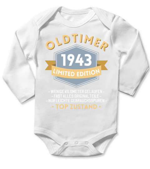 80th Birthday Vintage 1943 Long Sleeve Baby One-Piece