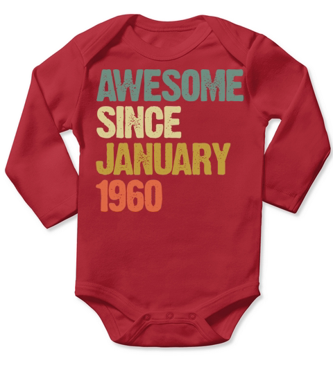 Awesome Since January 1960 Vintage Sunset Long Sleeve Baby One-Piece
