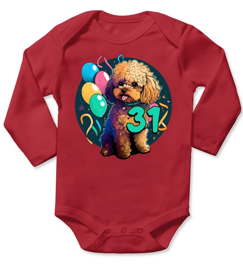 Cavapoo Dog 31st Birthday Themed Party 31 Year Old Long Sleeve Baby One-Piece
