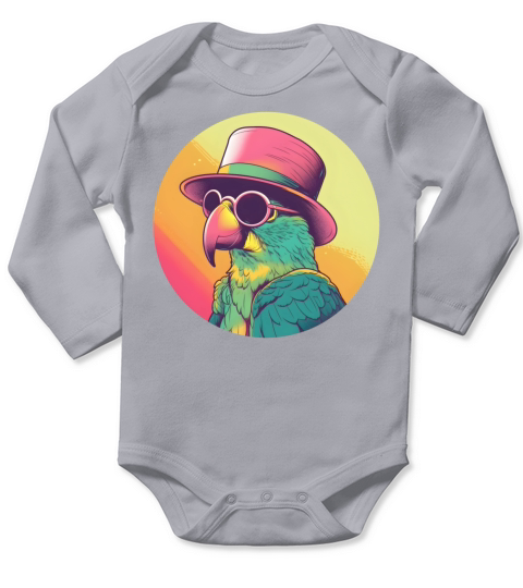 Retro 80s 90s Parrot Vintage Long Sleeve Baby One-Piece