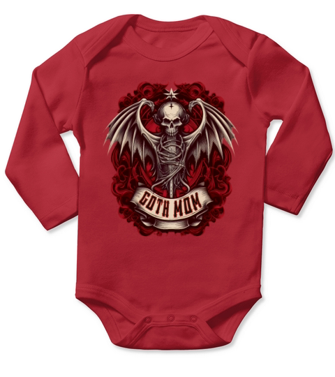 Retro Goth mum style with death angel Long Sleeve Baby One-Piece