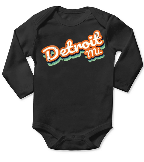 Retro Vintage Detroit Mi Long Sleeve Baby One-Piece