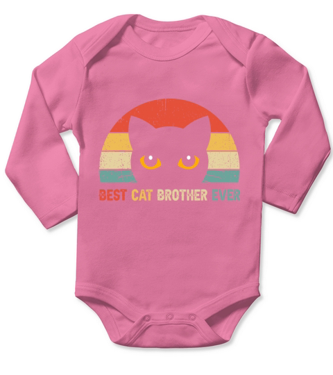 Vintage Best Cat Brother Ever Kitty Kitten Lover F Long Sleeve Baby One-Piece