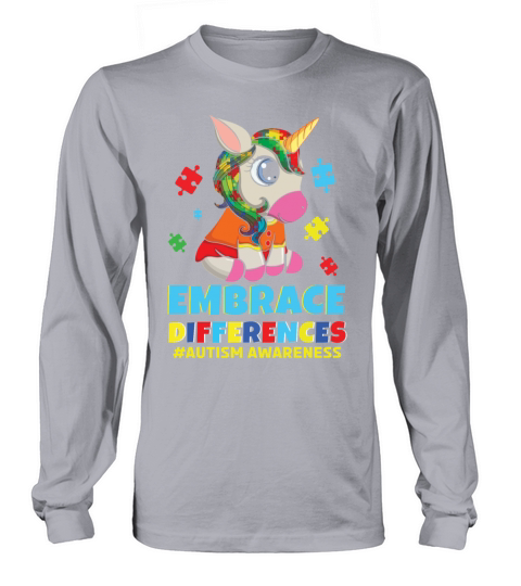 Different Colorful Puzzle Unicorn Autism Awareness Long sleeved Unisex