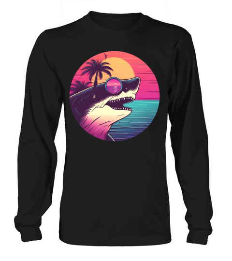 Vintage 80s 90s Nostalgic Shark Lovers Long sleeved Unisex
