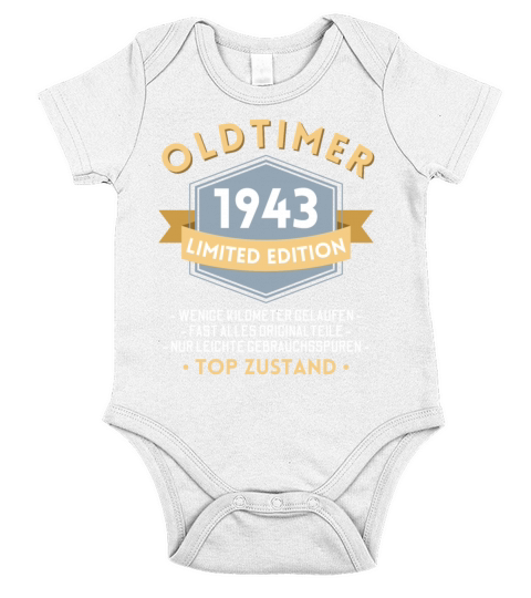 80th Birthday Vintage 1943 Short Sleeve Baby One-Piece