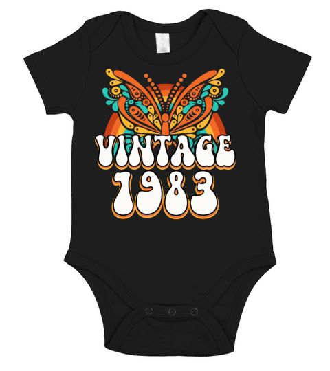 Colorful Retro 40 Years Woman 1983 40th Birthday Short Sleeve Baby One-Piece