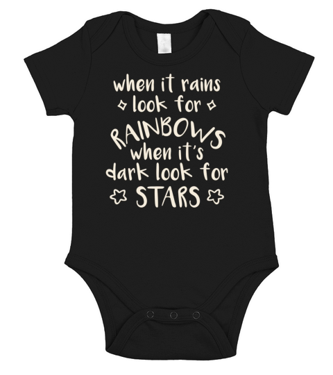 Look for Rainbows - Quote - Stars - Night Short Sleeve Baby One-Piece