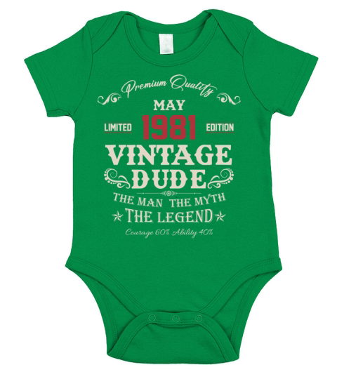 May 1981 Vintage Birthday Present Short Sleeve Baby One-Piece