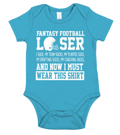 Mens Funny Draft Party I Suck at Fantasy Footballh Short Sleeve Baby One-Piece