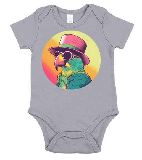 Retro 80s 90s Parrot Vintage Short Sleeve Baby One-Piece