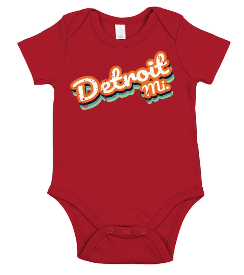 Retro Vintage Detroit Mi Short Sleeve Baby One-Piece