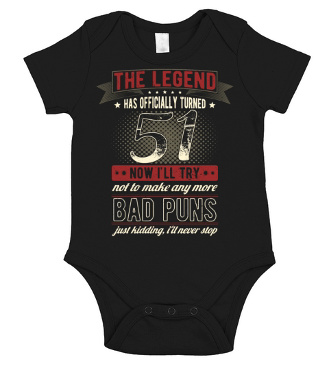The Legend Officially 51 Years Old 51th Birthday Short Sleeve Baby One-Piece