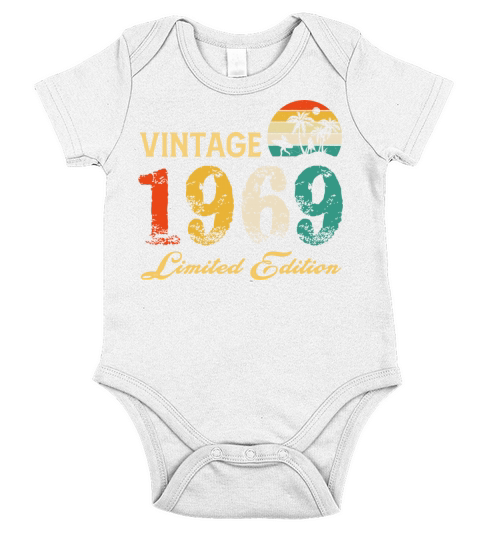 Vintage 1969 Limited Edition Born In 1969 Birthday Short Sleeve Baby One-Piece