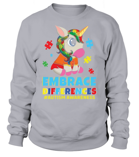 Different Colorful Puzzle Unicorn Autism Awareness Sweatshirt Unisex