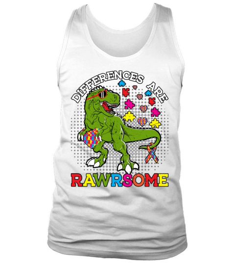 Differences Are Rawrsome Dinosaur Autism Tank Top Unisex