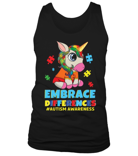 Different Colorful Puzzle Unicorn Autism Awareness Tank Top Unisex