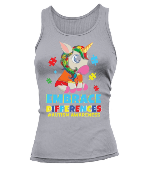 Different Colorful Puzzle Unicorn Autism Awareness Tank top Woman