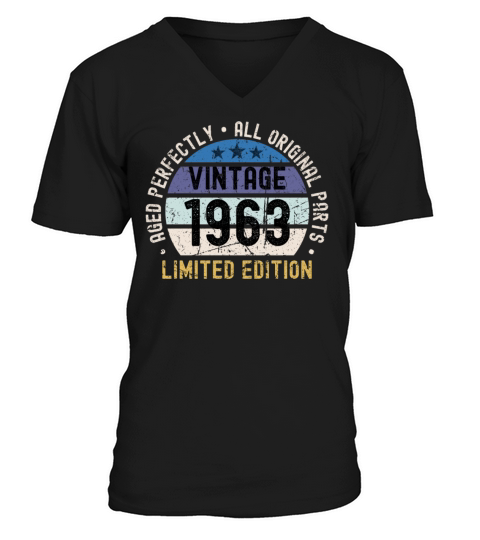 60th Birthday Vintage 1963 V-Neck T-shirt