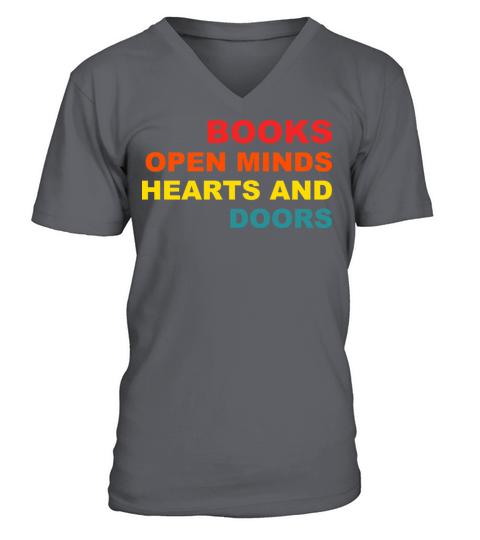 Books Open Minds Hearts And Doors Vintage Apparel V-Neck T-shirt
