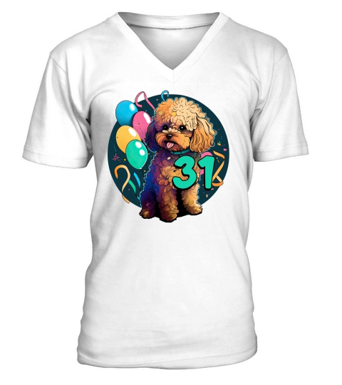 Cavapoo Dog 31st Birthday Themed Party 31 Year Old V-Neck T-shirt