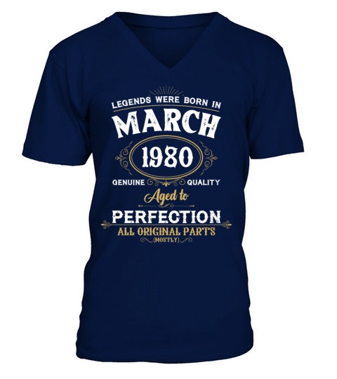 Legends Were Born In March 1980 V-Neck T-shirt