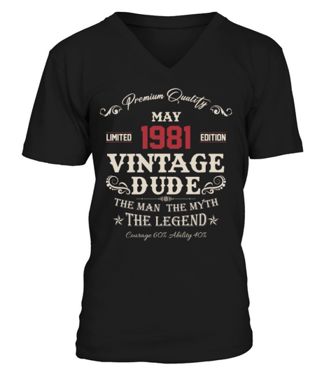 May 1981 Vintage Birthday Present V-Neck T-shirt