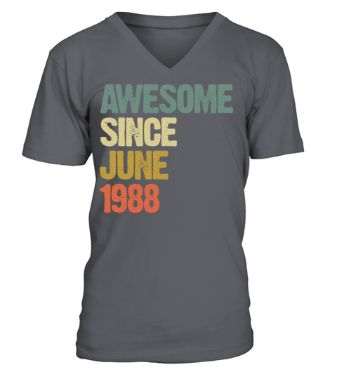 Vintage Awesome Since June 1988 Gift V-Neck T-shirt