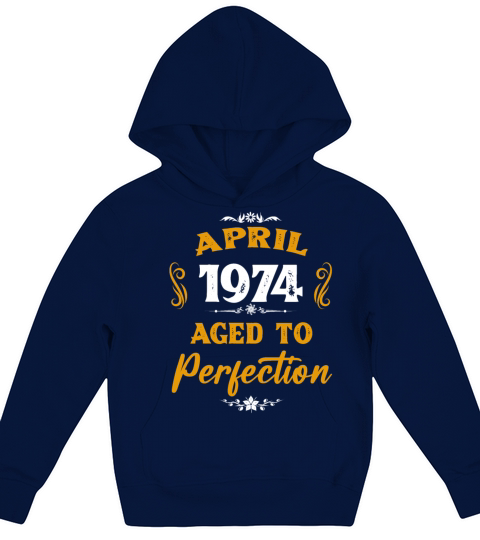 April 1974 Vintage Birthday Present Kids Hoodie