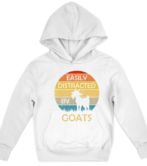 Easily Distracted By Goats Retro Vintage Funny Goa Kids Hoodie