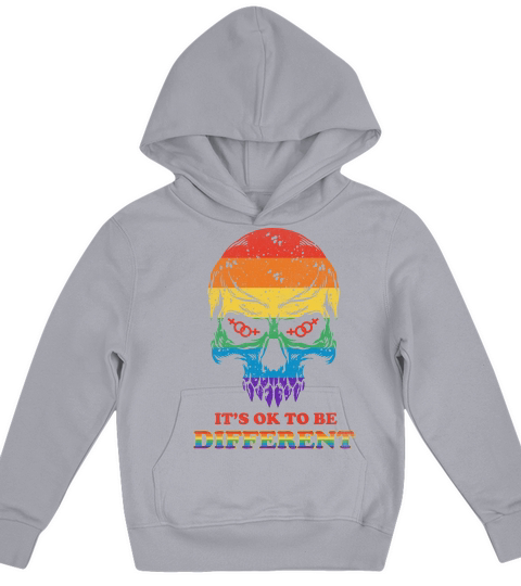 Skull Pride Rainbow Vintage Its Ok To Be Different Kids Hoodie