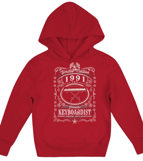 Vintage 1991 Keyboardist Birthday Gift Keyboard Kids Hoodie