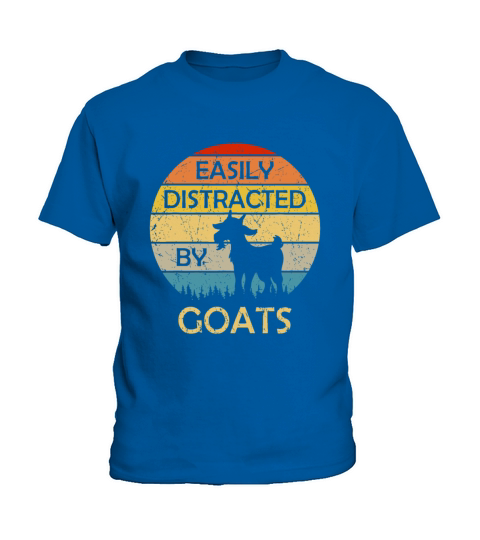 Easily Distracted By Goats Retro Vintage Funny Goa Kids T-Shirt
